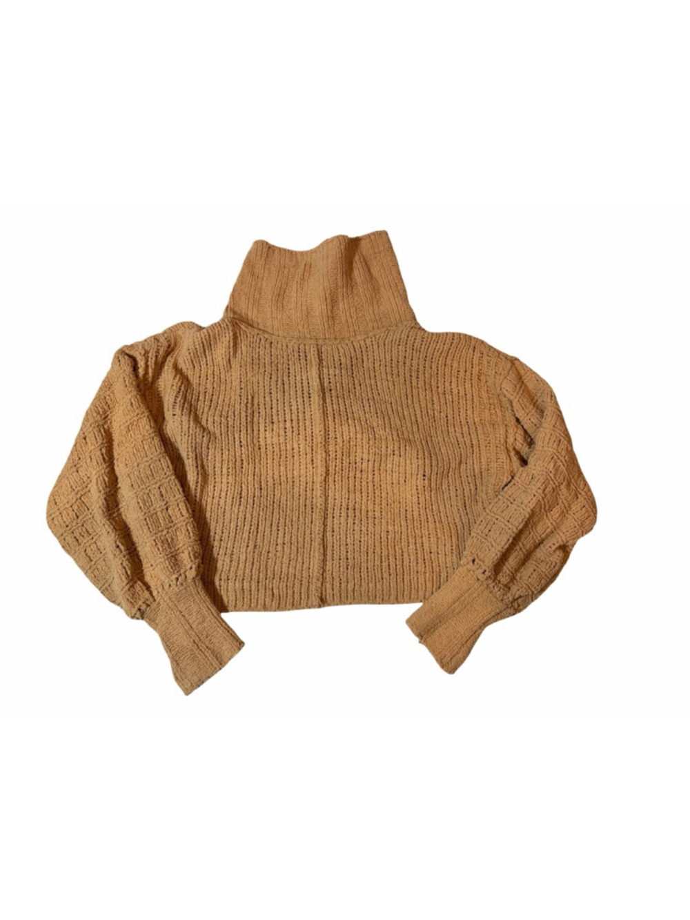 Free People Be Yours Cowl Neck Sweater Camel Cozy Slouchy Textured Knit XS